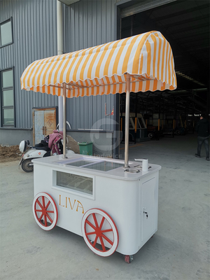 Ice Cream Hand Push Cart For Gelato Popsicle Sales Street Mall Vending Cart
