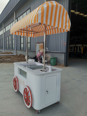 Customized beautiful Gelato Ice Cream Pop Cart Hand Push Mobile Van with umbrella
