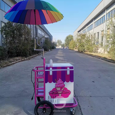 Ice Cream push Cart for Mobile Food Business with 80L freezer