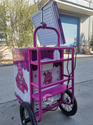 Ice Cream push Cart for Mobile Food Business with 80L freezer