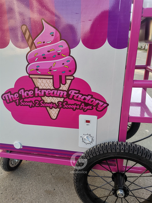Ice Cream push Cart for Mobile Food Business with 80L freezer