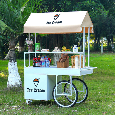 200w Outdoor  Ice Cream Coffee Push Cart 1200x600x2200mm Customized