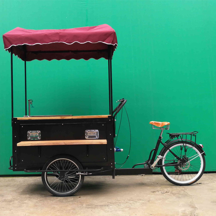 Stainless Steel Coffee Cart Trailer for Outdoor Bike and Street Vending Tricycle
