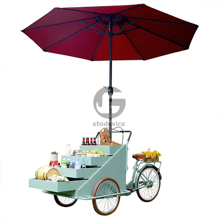 Mobile Coffee Vending Cart Three Wheel Pizza Delivery Bike for Outdoor Street Vending