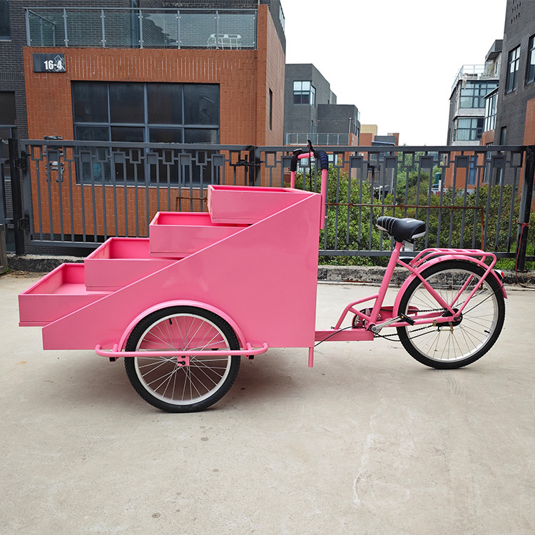 Customized Food Vending Cart For High Productivity Fruits and Flowers on Street Tricycle