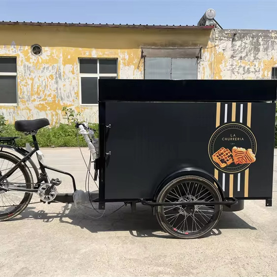 Outdoor Street Vending Bike Cart with Cargo Space and 304 Stainless Steel Construction