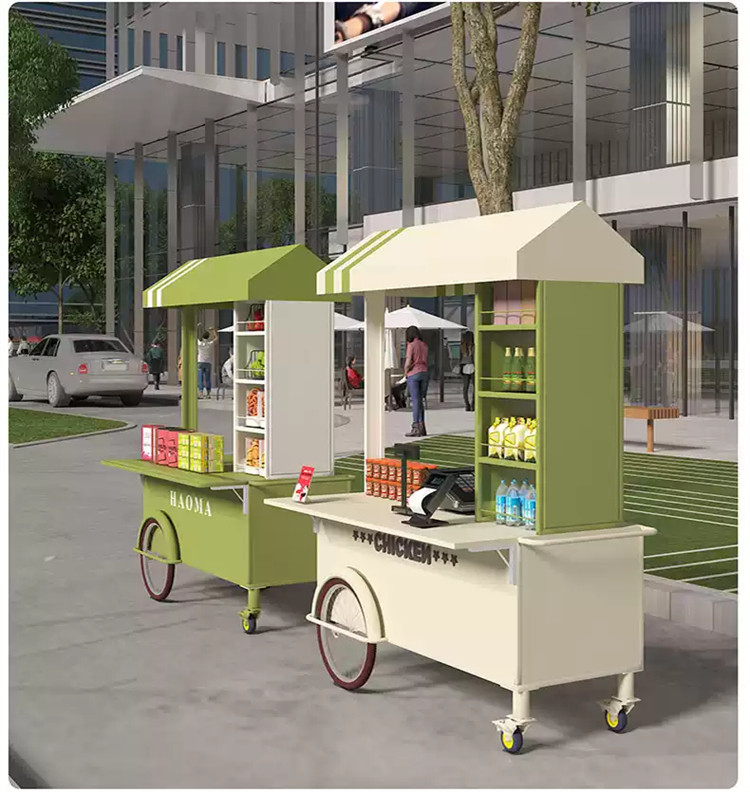 Customized Colors Hand Push Fruit Milk Beverages Display Cart for Flour Mill Industry
