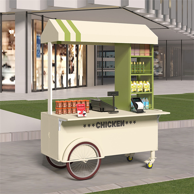 Highly Customized Colors Mini Hand Push Street Snack Vending Trolley Fast Food Stand Cart with Big Storage Capacity