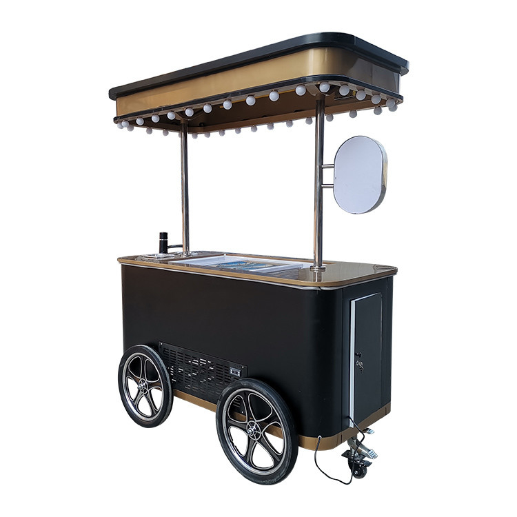 Vintage Ice Cream Cart Bicycle Ice Cream Hand Push Cart for Italian Gelato Ice Cream
