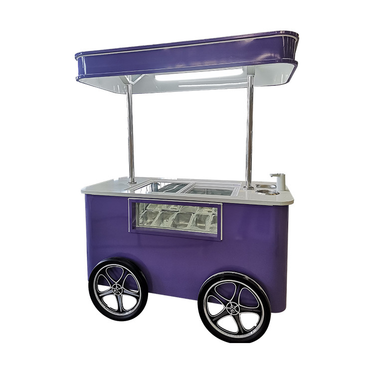 Custom Designed Street Snack Ice Cream Cart Freezer Mini Push Cart Mobile Food Carts